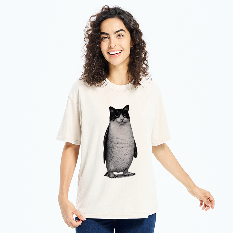 Tokyo-Tiger Penguin Cat Washed T-Shirt