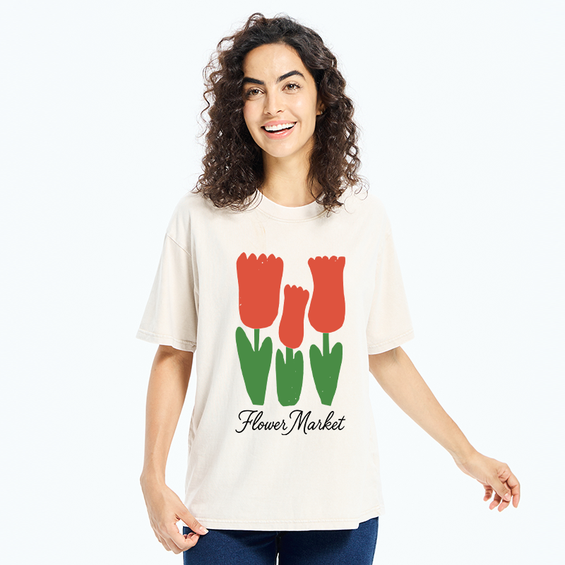 Tokyo-Tiger Easter Tulips Washed T-Shirt