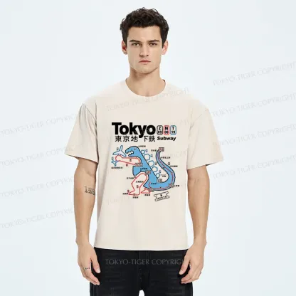 Tokyo-Tiger Tokyo Subway Map Washed T-Shirt