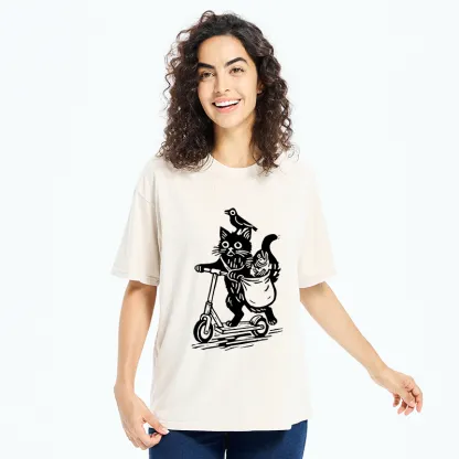 Tokyo-Tiger Cat Skateboarding Washed T-Shirt