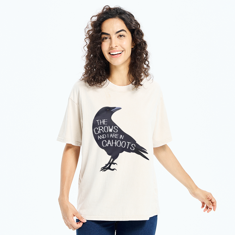 Tokyo-Tiger With Crows Funny Washed T-Shirt