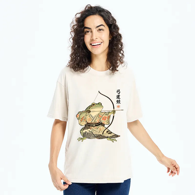 Tokyo-Tiger Frog Shooting Arrows Washed T-Shirt
