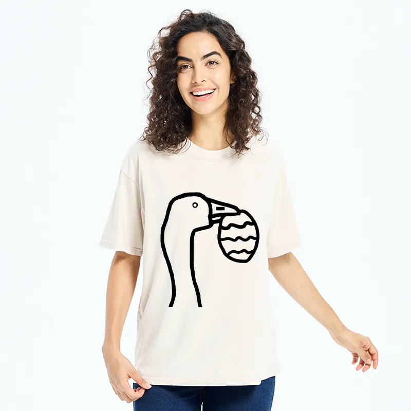 Tokyo-Tiger Goose Carrying An Egg Washed T-Shirt