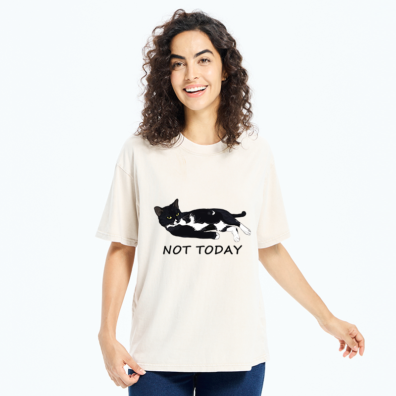 Tokyo-Tiger Cat Said Not Today Washed T-Shirt