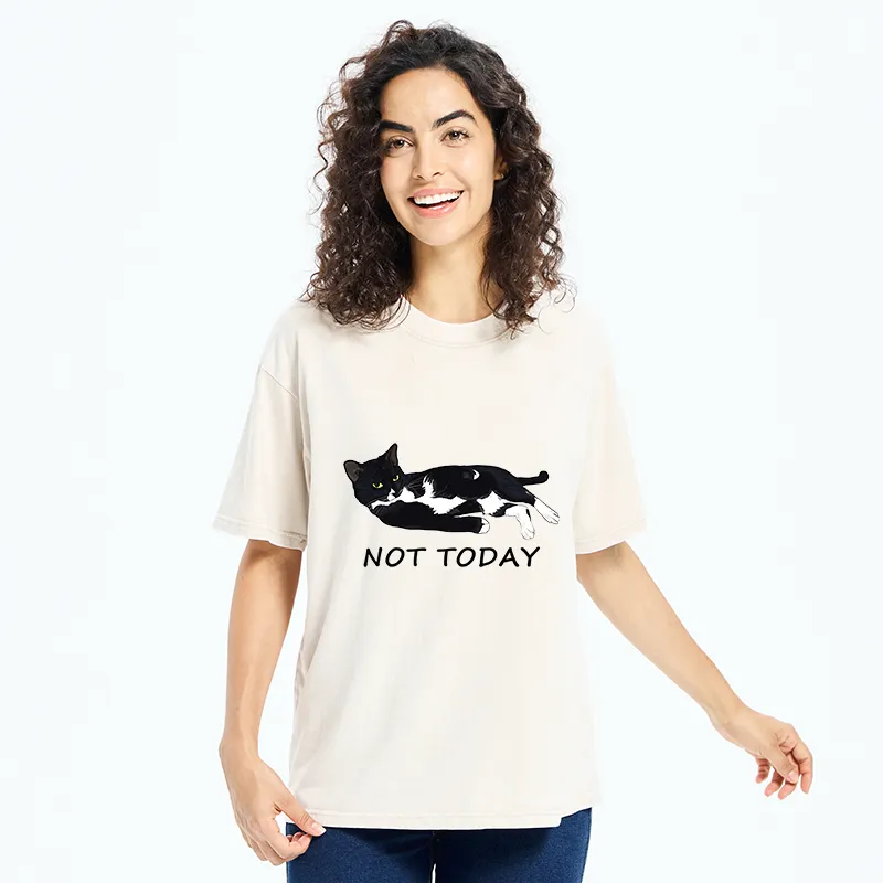 Tokyo-Tiger Cat Said Not Today Washed T-Shirt