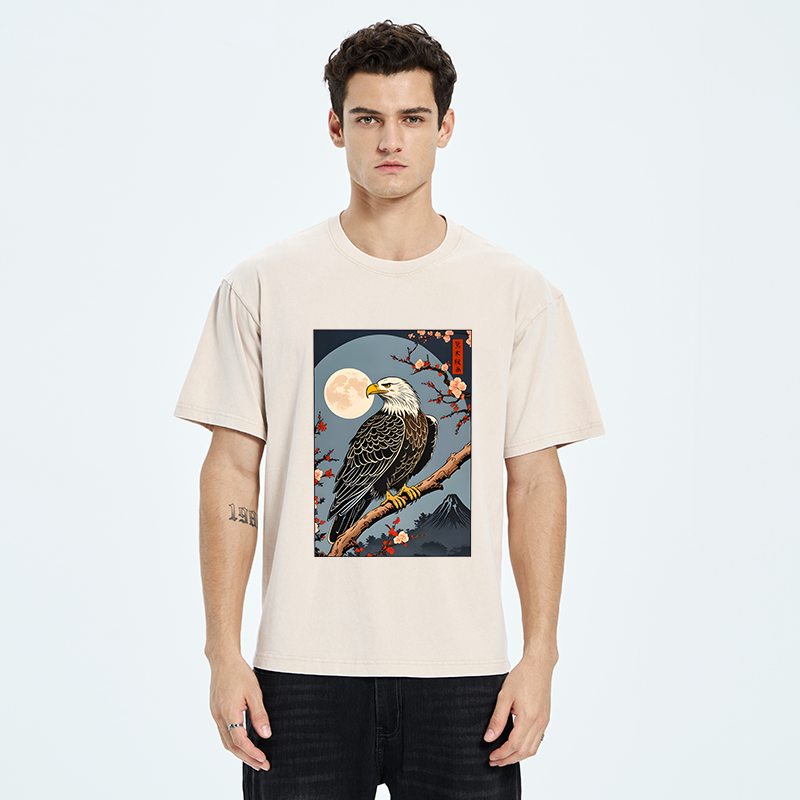 Tokyo-Tiger Ukiyo-e Eagle Washed T-Shirt