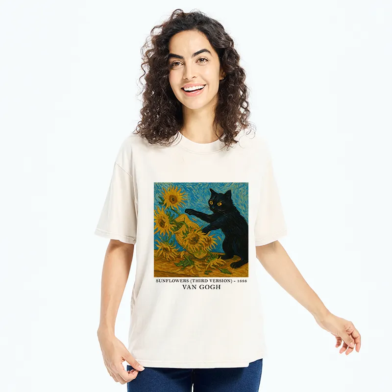 Tokyo-Tiger Van Gogh's Black Cat Washed T-Shirt