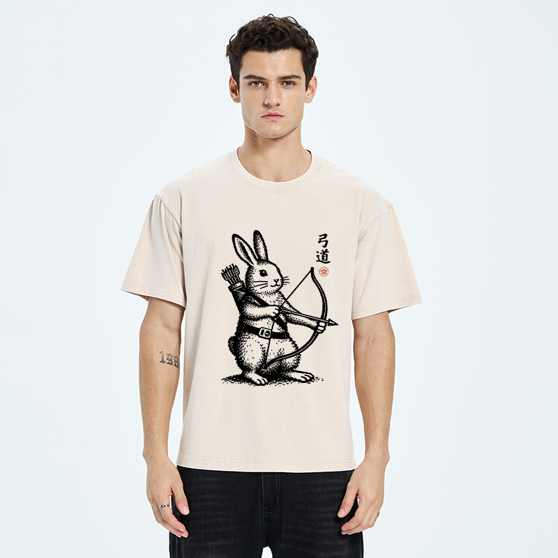 Tokyo-Tiger Rabbit Shooting Arrows Washed T-Shirt