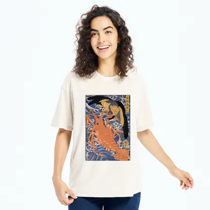Tokyo-Tiger Ukiyo-e Lobster Washed T-Shirt