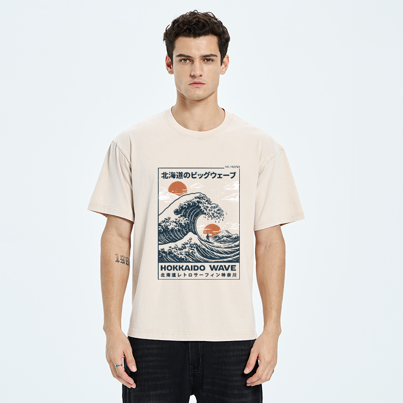 Tokyo-Tiger Surfing In Hokkaido Washed T-Shirt