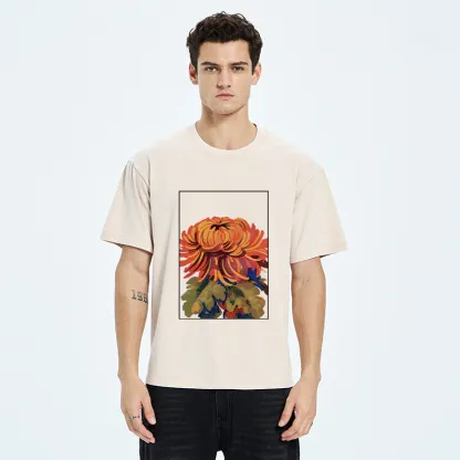 Tokyo-Tiger Brilliant Chrysanthemums Washed T-Shirt
