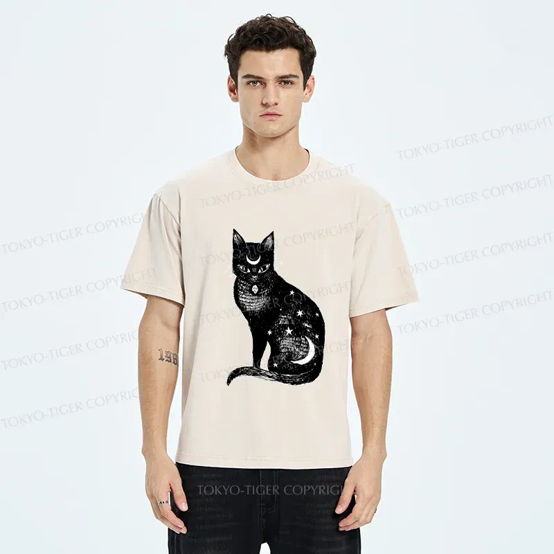 Tokyo-Tiger Ghost Black Cat Washed T-Shirt
