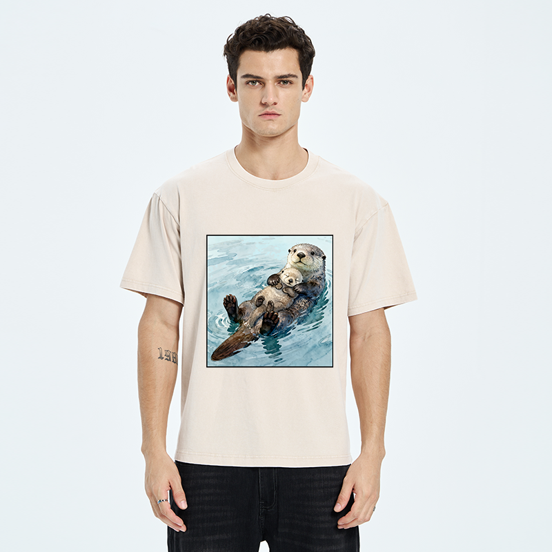 Tokyo-Tiger Adorable Sea Otters Washed T-Shirt