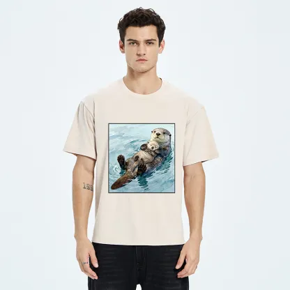 Tokyo-Tiger Adorable Sea Otters Washed T-Shirt