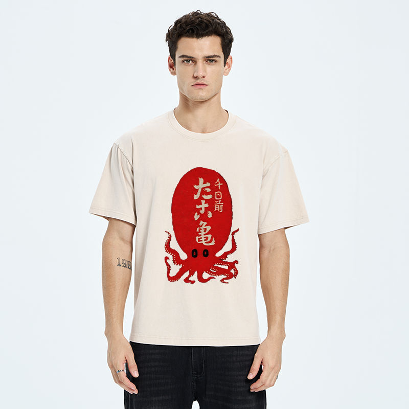 Tokyo-Tiger Retro Octopus Washed T-Shirt
