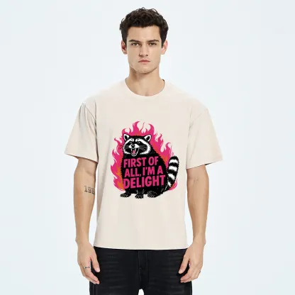 Tokyo-Tiger Angry Raccoon Funny Washed T-Shirt
