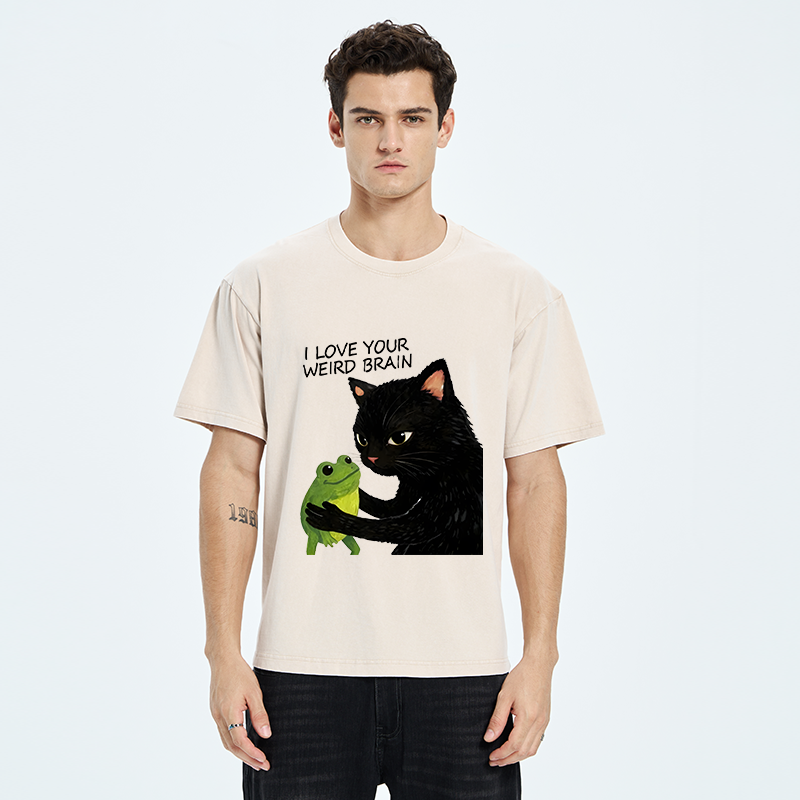 Tokyo-Tiger Cat Eats Frog Washed T-Shirt