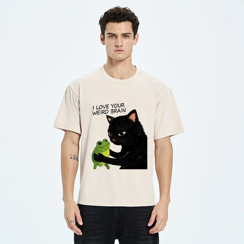 Tokyo-Tiger Cat Eats Frog Washed T-Shirt
