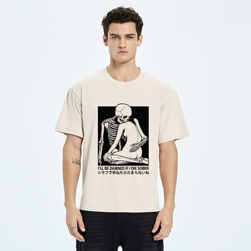 Tokyo-Tiger I Will Be Damned If I Die Sober Washed T-Shirt