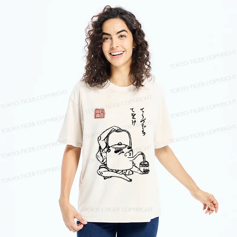 Tokyo-Tiger Kettle Monster Washed T-Shirt