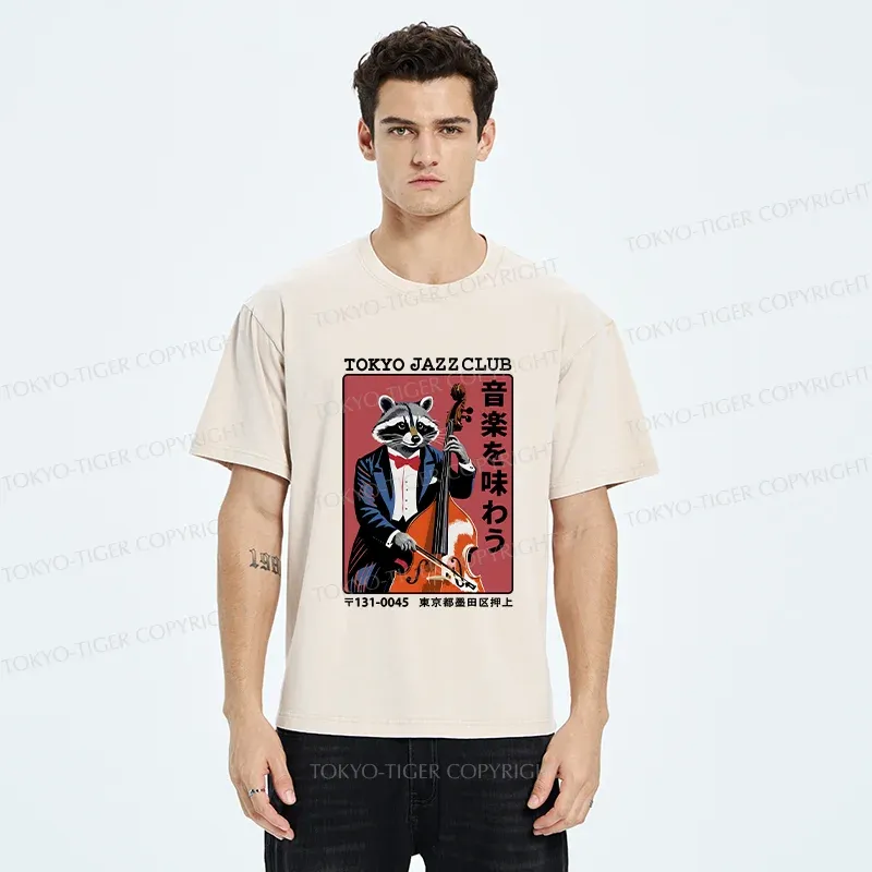 Tokyo-Tiger Tokyo Jazzclub Funny Washed T-Shirt