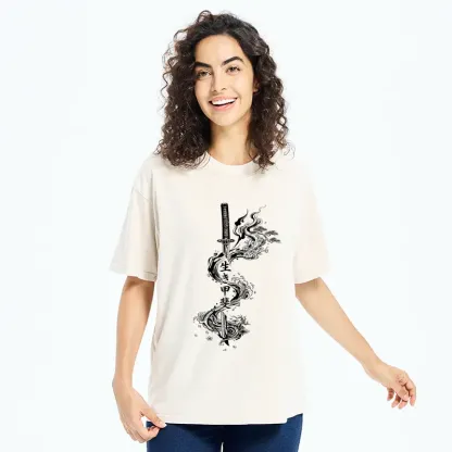 Tokyo-Tiger Funny Kanji:Sword Of Living Meaning Washed T-Shirt