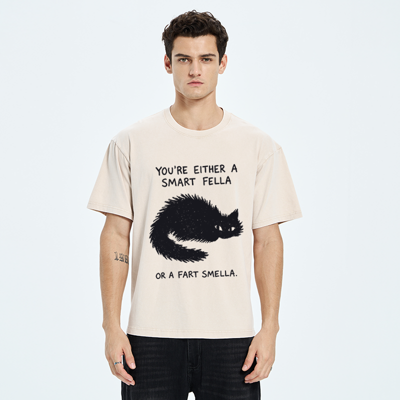 Tokyo-Tiger "Smart Fella" Punny Cat Washed T-Shirt