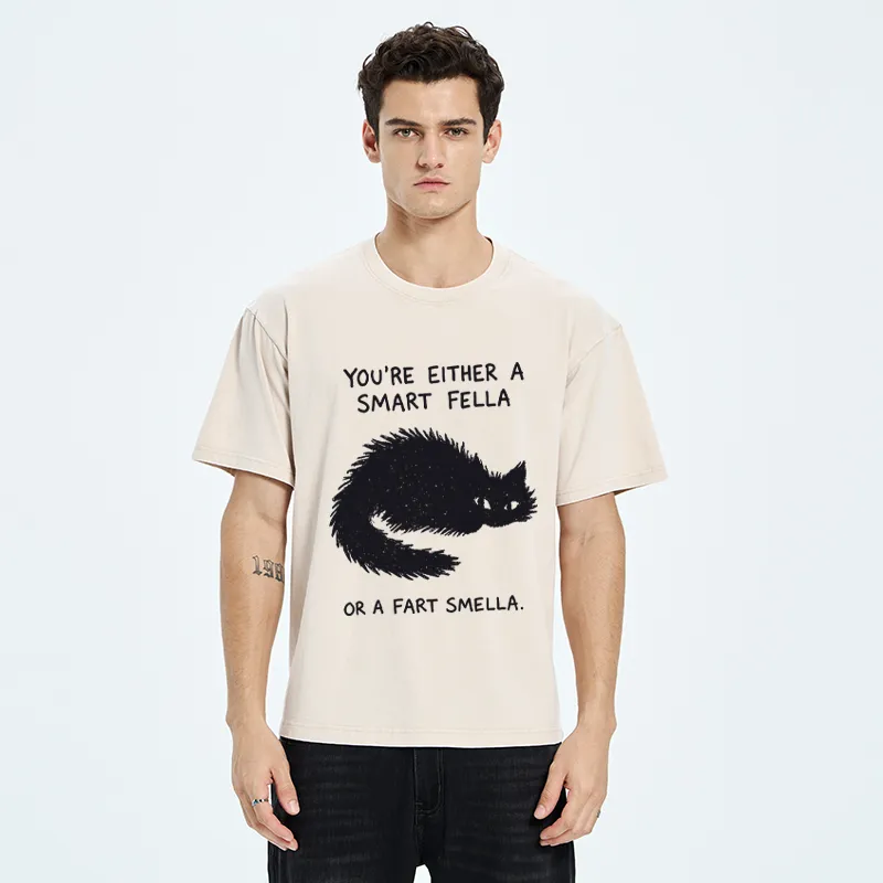 Tokyo-Tiger "Smart Fella" Punny Cat Washed T-Shirt