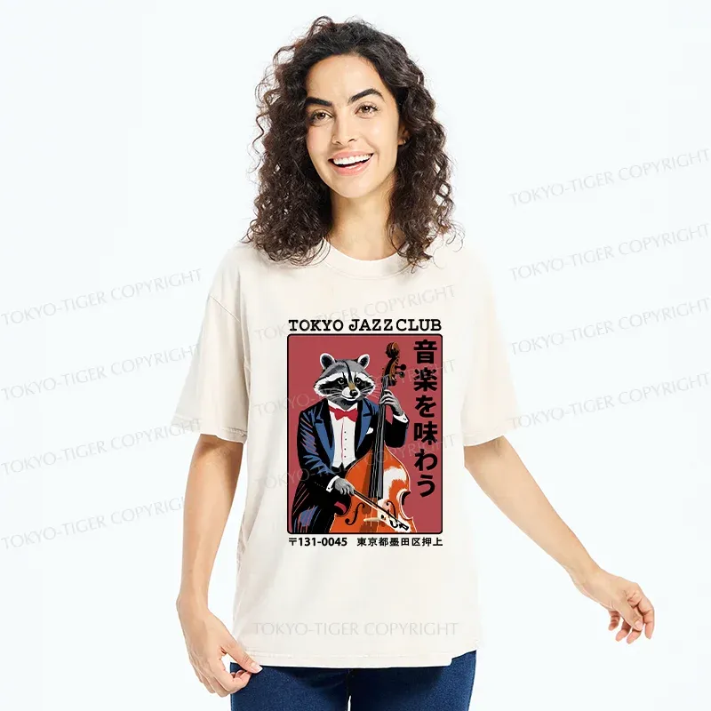Tokyo-Tiger Tokyo Jazzclub Funny Washed T-Shirt