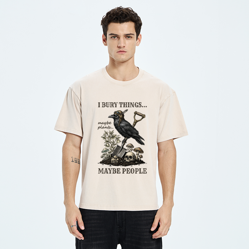 Tokyo-Tiger "Maybe Plants, Maybe People" Dark Humor Washed T-Shirt