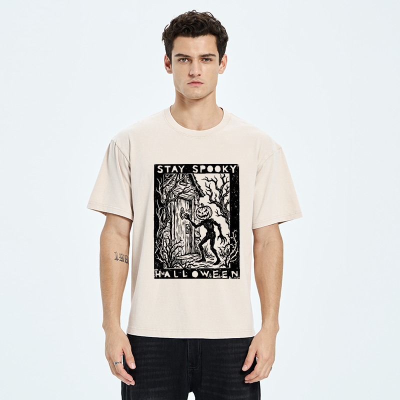 Tokyo‑Tiger Pumpkin Ghost Washed T‑Shirt
