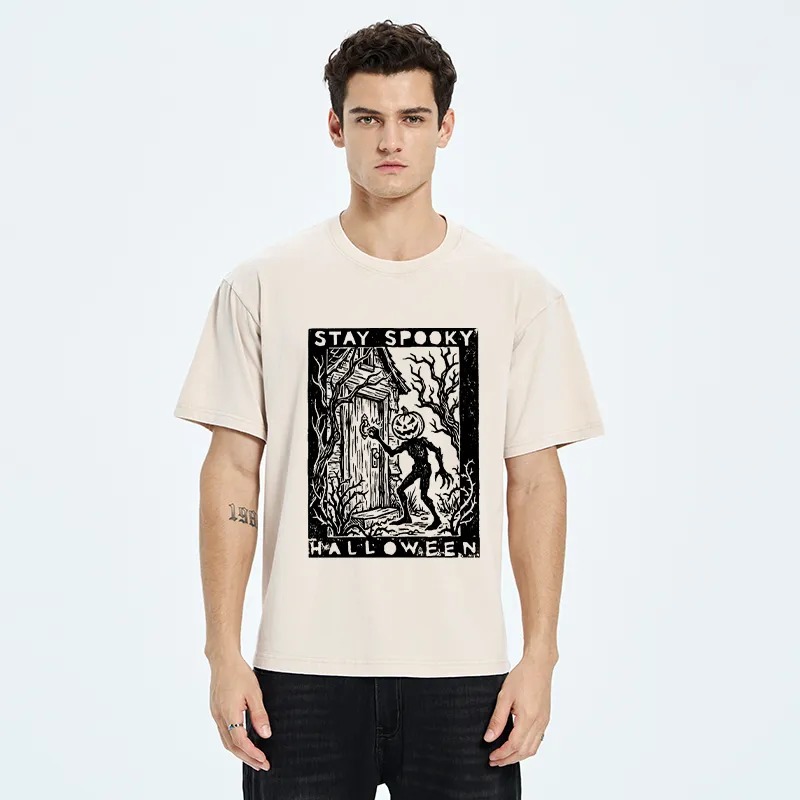 Tokyo‑Tiger Pumpkin Ghost Washed T‑Shirt