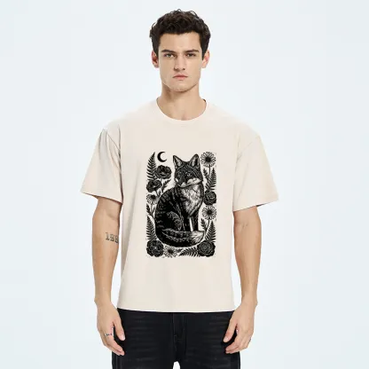 Tokyo‑Tiger Wild Fox Floral Vibe Washed T‑Shirt