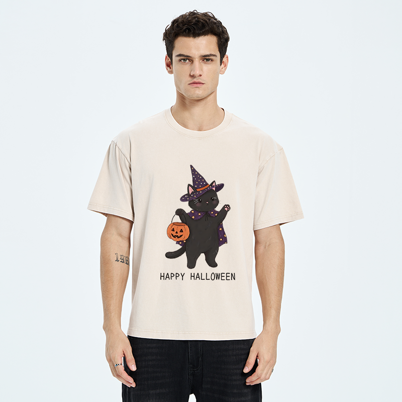 Tokyo‑Tiger Magic Cat Halloween Art Washed T‑Shirt