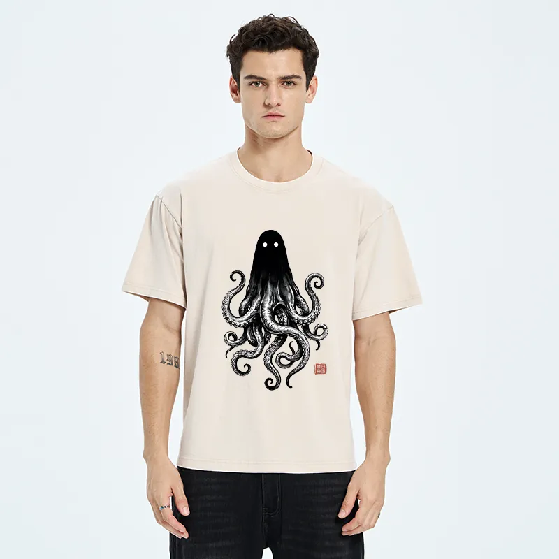 Tokyo‑Tiger Spooky Ghost Octopus Washed T‑Shirt