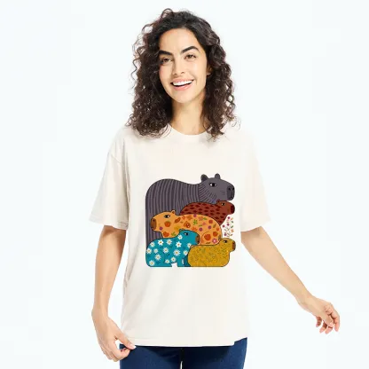 Tokyo-Tiger A Group Of Colorful Capybaras Washed T-Shirt