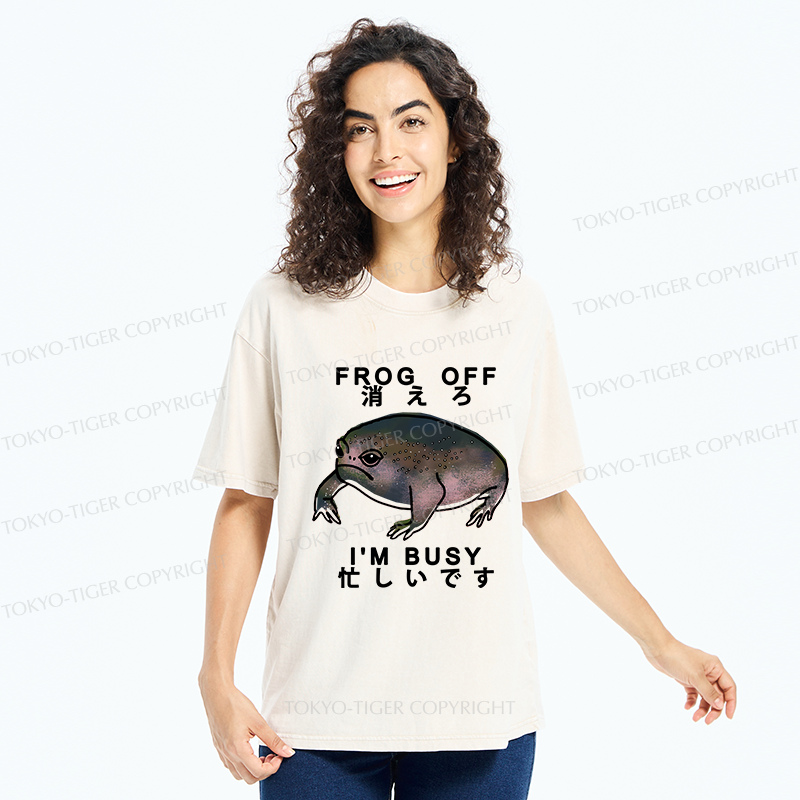 Tokyo-Tiger Frog Off  I'm Busy Washed T-Shirt