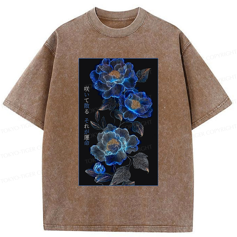 Tokyo-Tiger The Sea Of Flowers In The Darkness Washed T-Shirt