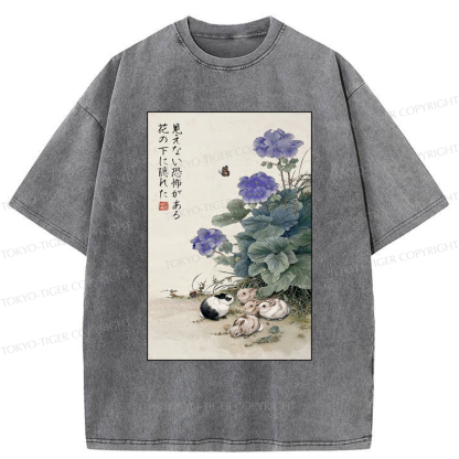 Tokyo-Tiger Beneath the Bloom: A Rabbit's Tale Washed T-Shirt