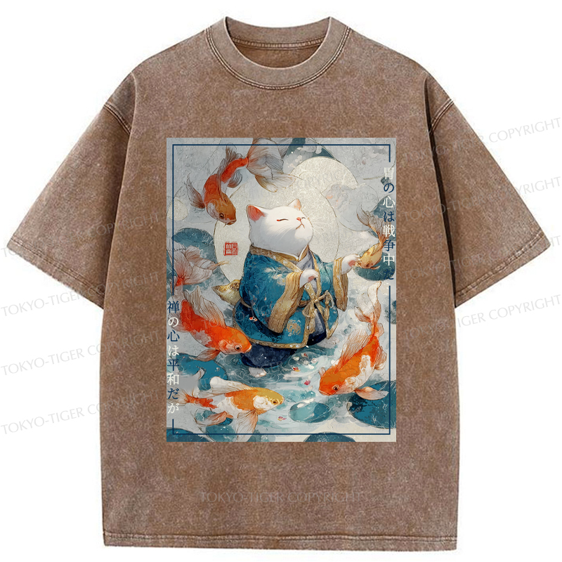 Tokyo-Tiger A Cat’s Zen  A Fish’s Fate Washed T-Shirt