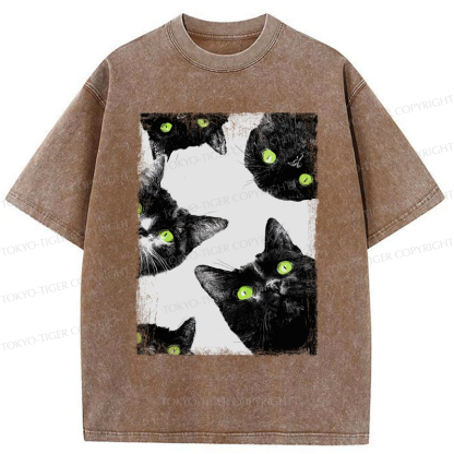 Tokyo-Tiger Five Cats Are Watching You Washed T-Shirt