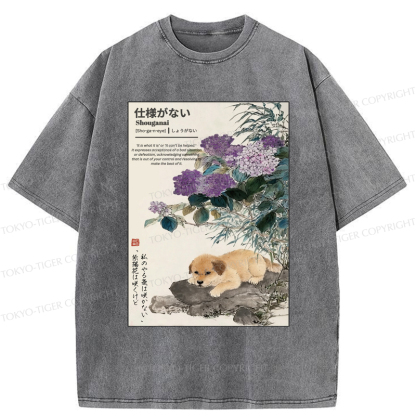 Tokyo-Tiger The Dog And The Hydrangeas Washed T-Shirt