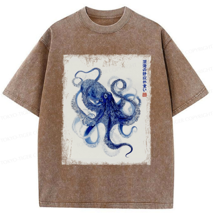 Tokyo-Tiger In The Deep: The Octopus’s Journey Washed T-Shirt