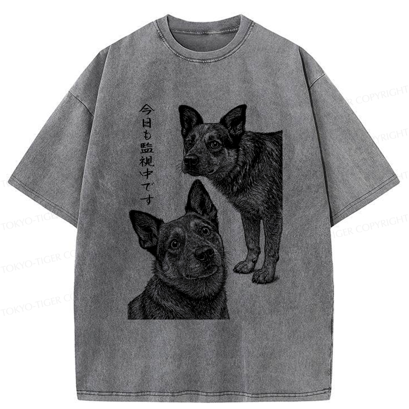 Tokyo-Tiger The Dog is Watching Today Washed T-Shirt