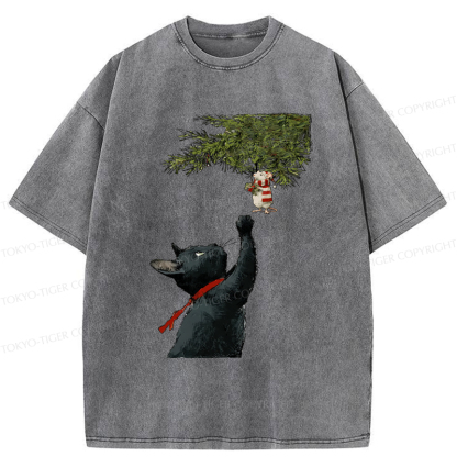 Tokyo-Tiger A Christmas Tale: The Cat And The Mouse Washed T-Shirt