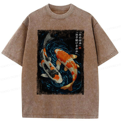 Tokyo-Tiger Eternal Currents: The Life Of A Fish Washed T-Shirt