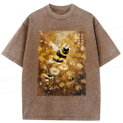 Tokyo-Tiger A Cat Swimming In A Sea Of Dreams Washed T-Shirt