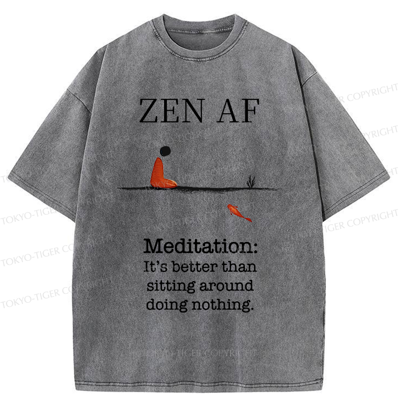 Tokyo-Tiger Zen Vibes Only: The Power of Meditation Washed T-Shirt