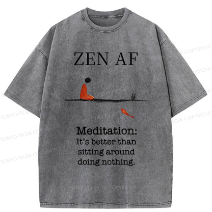 Tokyo-Tiger Zen Vibes Only: The Power of Meditation Washed T-Shirt