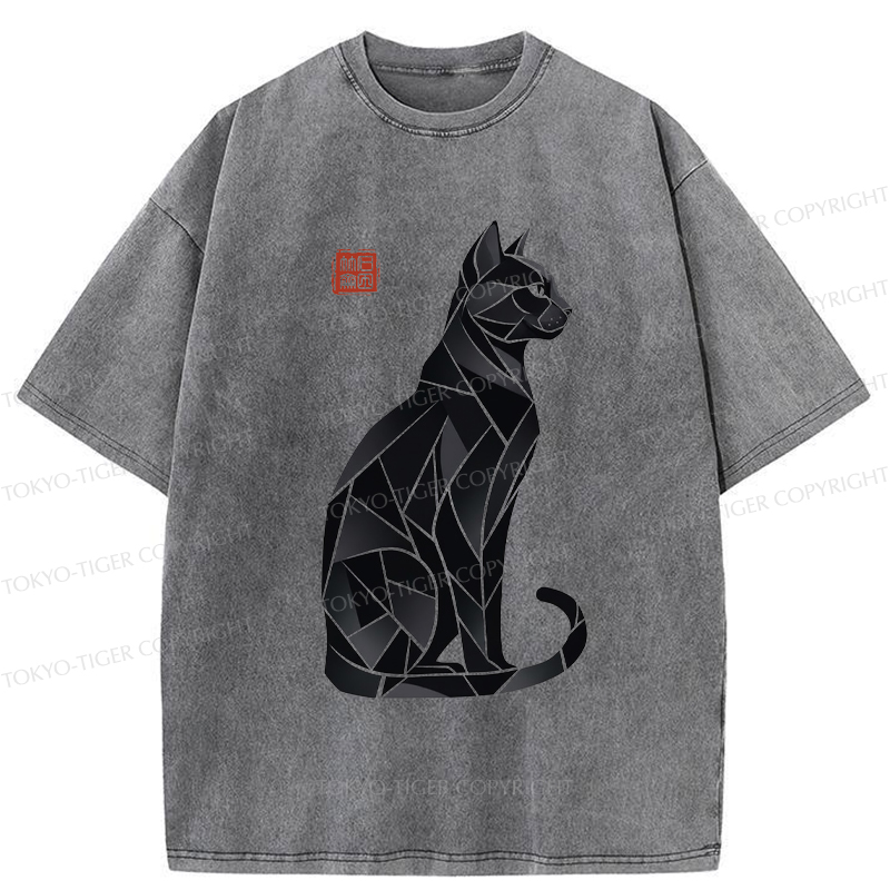 Tokyo-Tiger Mystic Cat: A Modern Design Washed T-Shirt